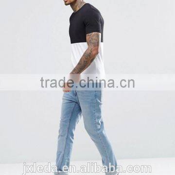 Customize Men Longline Muscle Slim Fit Contrast Color Blank T-shirt photo-4