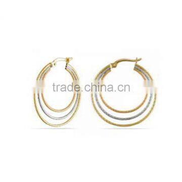 Artificial Gold Plated Tri Tone Hoop Earrings