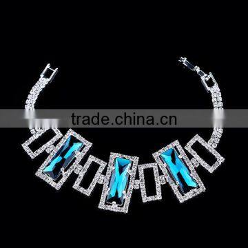 Fashion Wholesale Valentines Gift Zircon Woman Sapphire Diamond Bangle Gold Plating Bracelet photo-3