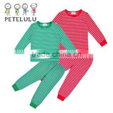 Binding Off Collar Cotton Stripe Matching Family Christmas Pajamas