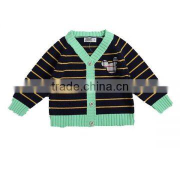 Contrast Color Trim Baby Cotton Sweater Cardigan photo-5