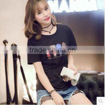 Pure Cotton Short Sleeve Summer Embroidery T-shirt Female Letters Loose Big Yards photo-2