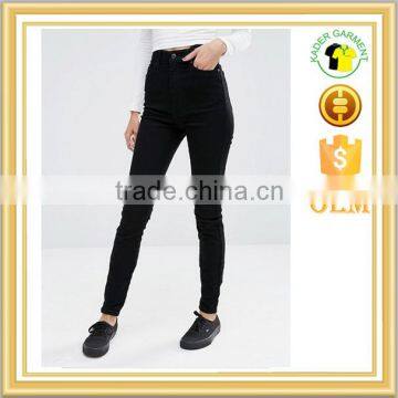 Women Black Denim Destroyed High Waist Skinny Jeans High Quality Jean