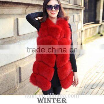Real Fox Fur Vest Blue Sleeveless Clothing Style O-Neck Solid Natural Fox Fur Waistcoat for Women Vest photo-6
