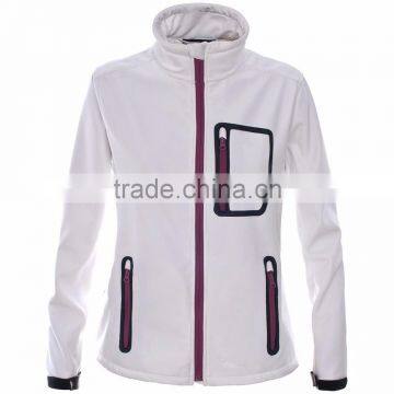 Ladies multiple pocket softshell jacket with high quality