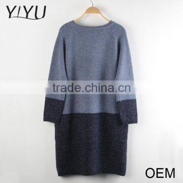 Clearance Cheap Women Autumn Splice Crewneck Long Sleeve Pullover Sweater photo-2