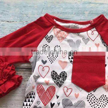 Baby Girls Clothes Raglan Tops V-day Raglan Girls Red Heart Raglans Autumn Top Girls Valentines Day Icing Raglans Tshirt photo-2