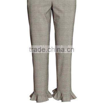 Summer Ankle-length Frill Trousers Woven Women Slacks photo-3