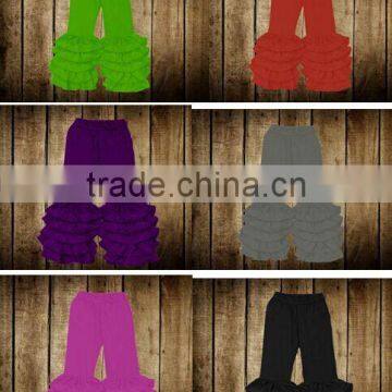 2016 Latest Designs Baby Muliti Ruffles Pants Girls Soild Colorful Leggings Kids Children Girls' Wholesale Ruffle Legging Pants