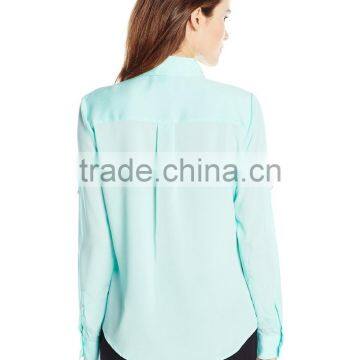 Women's Pink,Orange,Blue Double Button Blouse photo-3