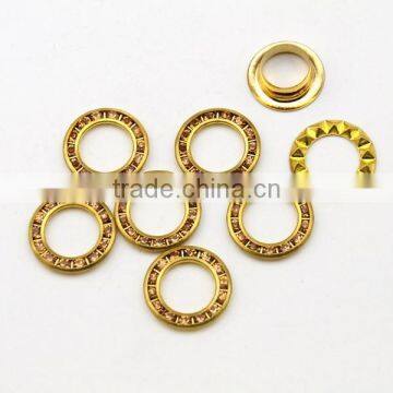 3 Colors 15mm Round Metal Brass Rhinestone Eyelets Crystal Diamond Grommets Glass Eyelets RE-15mm-001 photo-4