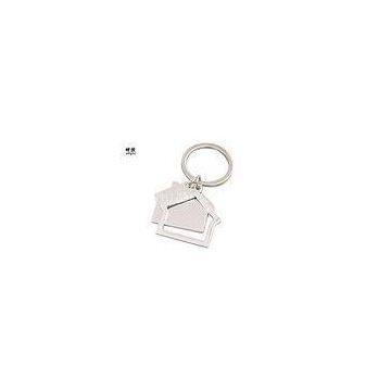 House Shaped Metal Key Ring Holder Shiny Silver Plating For Any Logo