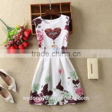 heart love rosy r women printed A line dress/sym rose multi design sleeveless A line dress skirt