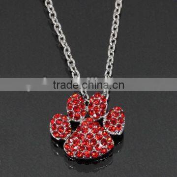 2015 Fashion Paw Print Necklace Factory Price Colorful Crystal Paw Print Charm Necklace photo-3