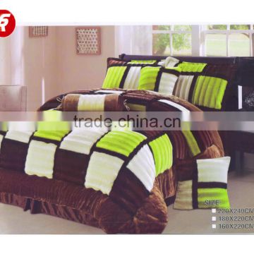 Various of design 100% cotton with plain color plush bed set quilt