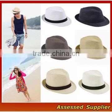 TAM16/Cheap custom panama hat for women man black band decor panama hat fedora hat wholesale