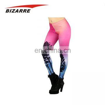 hot sublimation printed spandex plus size ladies capri yoga pants with mesh