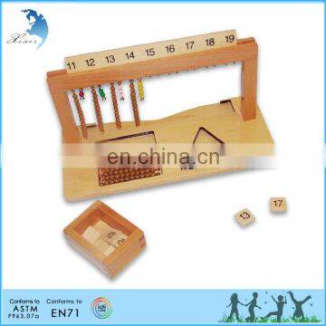 Preschool Wooden Educational Montessori Material EN71 Mathematic Toy Teen Bead Hanger