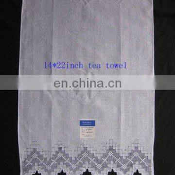 Hemstitched white linen tea towel