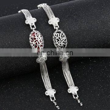 Retro Style Bracelet Multi Alloy Line Hollow Bracelet Colorful Stone Bracelet Silver photo-4