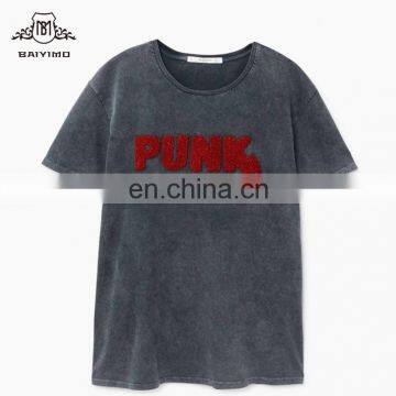 2017 Latest Design High Quality Girls Punk Short Sleeve Cotton Plain Fashion T-Shirt