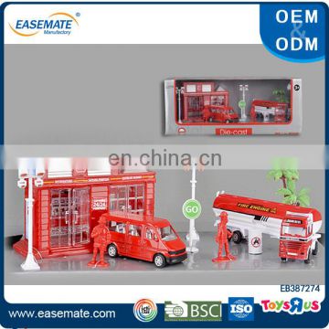 Diecast fire protection set toys with mini metal car toy