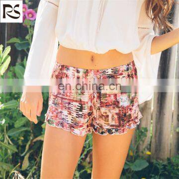 Ruffle trimming women shorts short beach pants