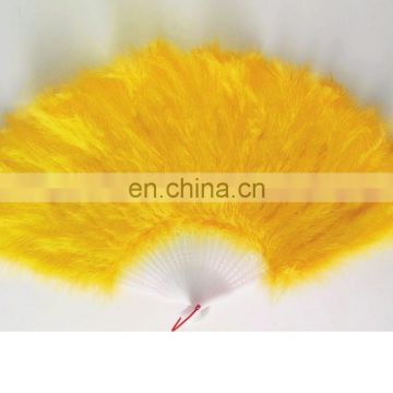 wholesale cheap yellow dancing Burlesque feather hand fans FW-0076