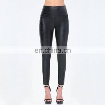 Women Leggings Tight Black Pants 100% Polyurethane Exposed Back Zip Closure Casual Pants