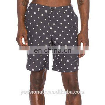 Mens charcoal grey swim shorts with back zippered pocket