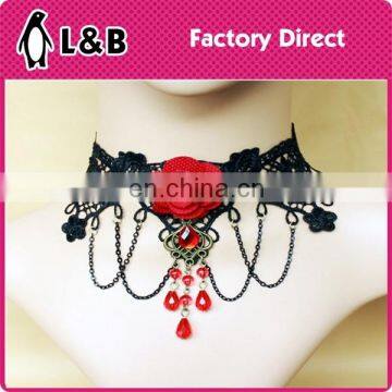 2015 custom beautiful design vintage rose lace necklace for party