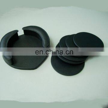 black leather six sets coaster for gifts