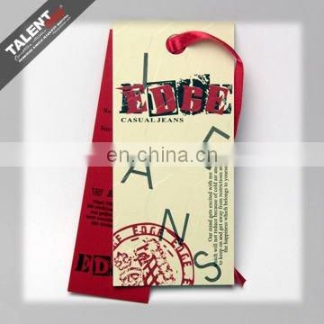 custom private design brand printing paper hang tag for clothing