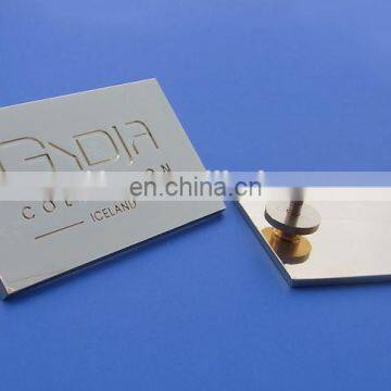 Engraved Shinning Gold Metal Bag Plate With Screw And Plus