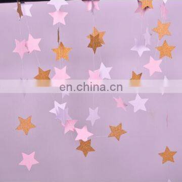 1set Paper Star Banner Garlands 2M Birthday String Chain Banner Ornaments Curtain Wedding Party Room Decor Supplies photo-2