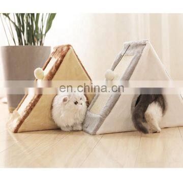 I@home Breathable Triangle Cat Climbing Frame Plush Cat Scratch House Bed photo-3