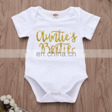 2019 Cotton Infant Short Sleeve White Bodysuit + Girl Tutu Skirt + Newborn Headband Infant 3Pcs/Set photo-2
