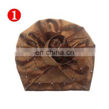 2020 New Sweet Kids Velvet Indian Turban Hats Cap Shiny Big Flower Beads Hat photo-4