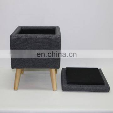 Reatai French Style Black Wood Frame Waiting Room Bench Footstool With Wood Legs photo-4