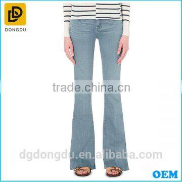 High Quality Lady Low Waist Jeans Hot Sell Flared Mid-rise Jeans