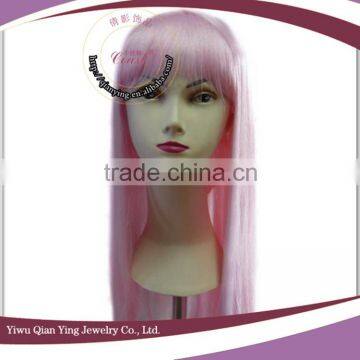 Cheap Orange Color Straight Synthetic Hair Party Wigs With Neat Bang photo-3