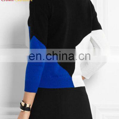 Cashmere Star Design Round Neck Sweater Lady Pullover Sweater photo-2