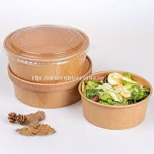 kraft paper bowls with lids biodegradable paper salad bowl soup bowls packaging microwave safe takeaway food packaging