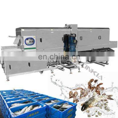 Industrial Plastic Crates Washer basket washing r Fish seafood crate washer price