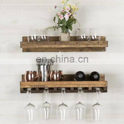 Rustic Wall Mounted Wine Glass Rack