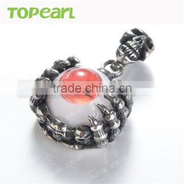 Topearl Jewelry Dragon Claw Red Evil Eye Skull Gothic Pendant Stainless Steel MEP03-09