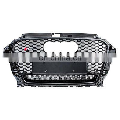 Front grill for Audi A3 material black RS3 high quality radiator center honeycomb grills quattro style 2014 2015 2016