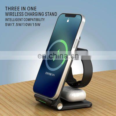 foldable wireless charger 3 in 1 charger stand for android apple