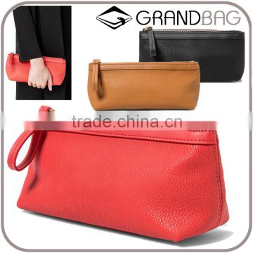 pebbled leather cosmetic bag with wristlet makeup case pouch multiple clutch purse for ladies