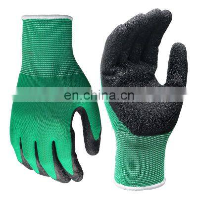 Wrinkle Latex Coated Safety Glove with 13 Gauge Polyester Knitted Glove Liner